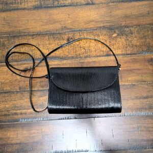 KORET Vintage Black Patent Texture Crossbody Purse